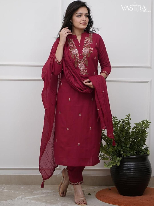 Embroidered kurti paint and Dupatta Sets