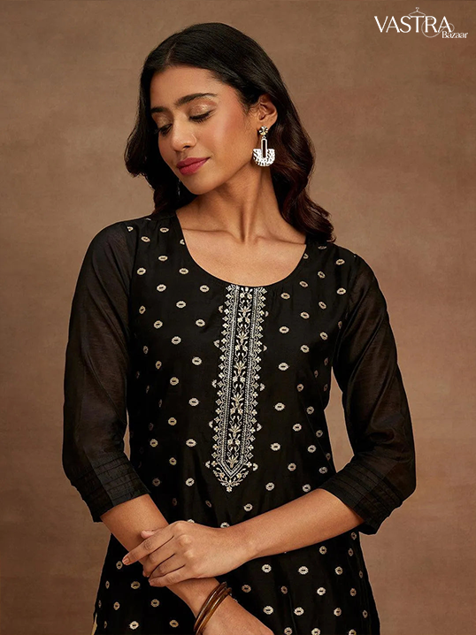 Chanderi Silk Kurtis With Embroidery Work