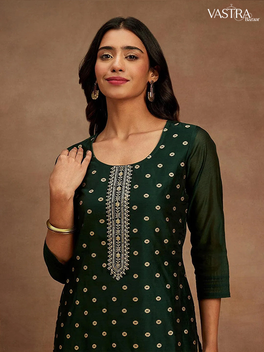 Chanderi Silk Kurtis With Embroidery Work