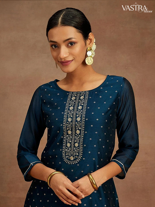 Chanderi Silk Kurtis With Embroidery Work